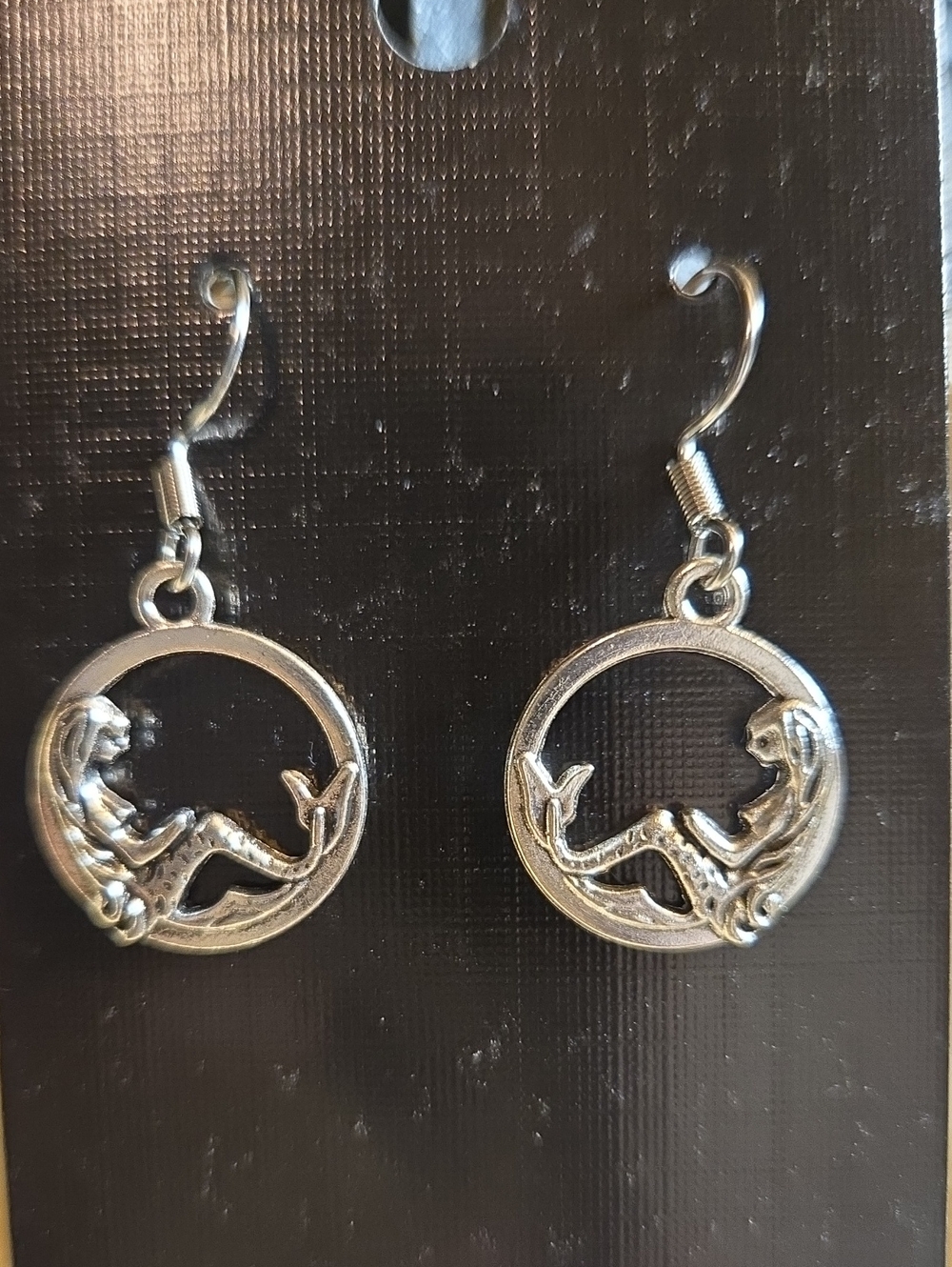 Silver Mermaid Moon Dangle Earrings - Women Jewelry